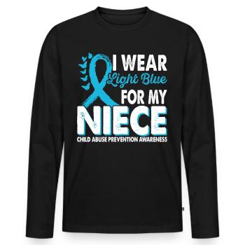 Apply light blue to the prevention of - Men's Premium Organic Long Sleeve Shirt - black - Front - Nico (187cm)
