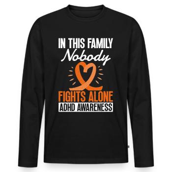 Ahdh consciousness In this family, no one fights - Men's Premium Organic Long Sleeve Shirt - black - Front - Nico (187cm)