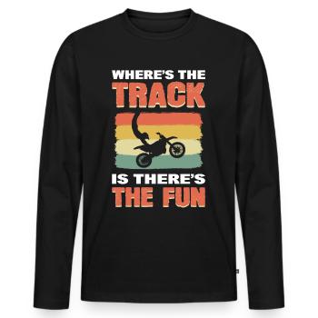 Wo die Strecke ist, da ist auch der Spaß - Männer Premium Bio Langarmshirt - Schwarz - Vorne - Nico (187cm)