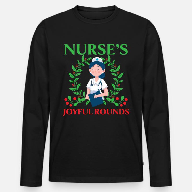 Krankenschwester's Joyful Rounds Krankenschwester - Männer Premium Bio Langarmshirt - Schwarz