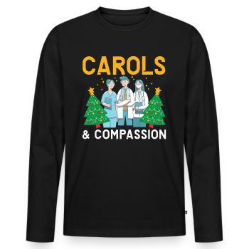 Noël des chants et de l’infirmière Compassion - T-shirt manches longues Premium bio Homme - noir - Devant - Nico (187cm)