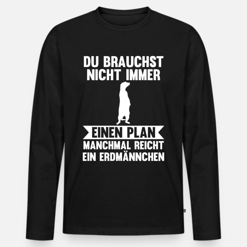 Erdmännchen - Männer Premium Bio Langarmshirt - Schwarz