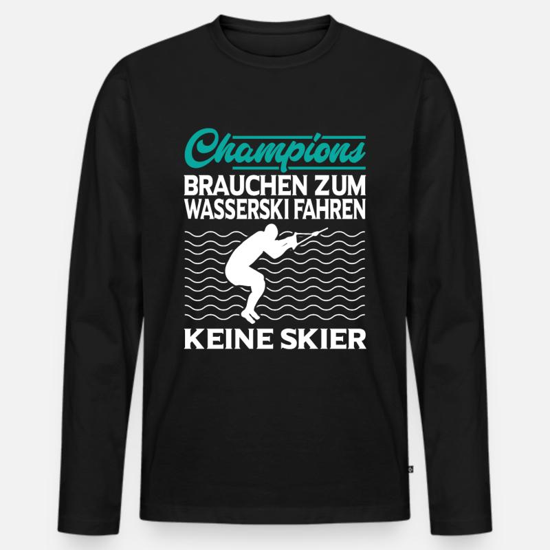 Wasserski - Männer Premium Bio Langarmshirt - Schwarz