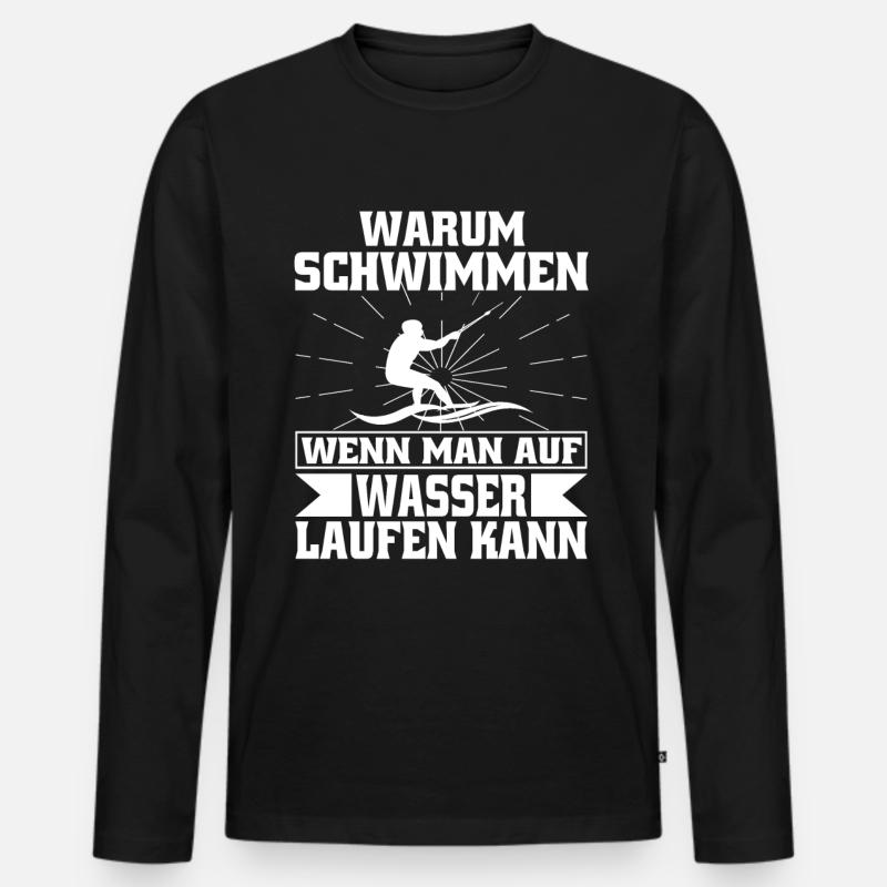 Wasserski - Männer Premium Bio Langarmshirt - Schwarz