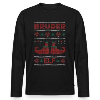 Ugly Christmas Weihnachtself Bruder Elf Xmas - Männer Premium Bio Langarmshirt - Schwarz - Vorne - Nico (187cm)