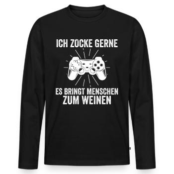 Zocker Zocken Gamer - Männer Premium Bio Langarmshirt - Schwarz - Vorne - Nico (187cm)