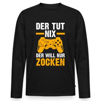 Zocker Zocken Gamer - Männer Premium Bio Langarmshirt - Schwarz - Vorne - Nico (187cm)