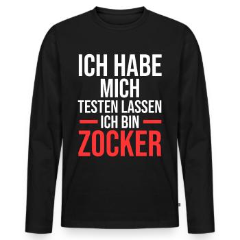 Zocker Zocken Gamer - Männer Premium Bio Langarmshirt - Schwarz - Vorne - Nico (187cm)