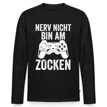 Zocker Zocken Gamer - Männer Premium Bio Langarmshirt - Schwarz - Vorne - Nico (187cm)