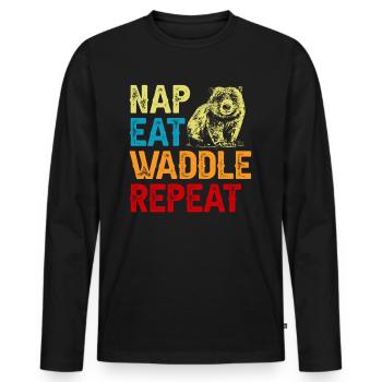 Nap food waddle wombat owner - Men's Premium Organic Long Sleeve Shirt - black - Front - Nico (187cm)