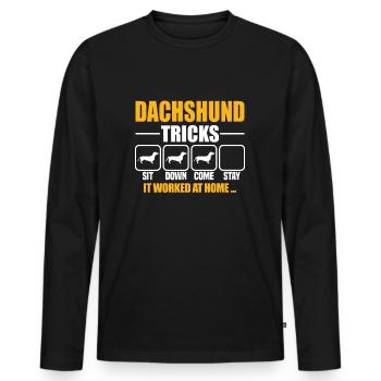 Dachshund Tricks - Männer Premium Bio Langarmshirt - Schwarz - Vorne - Nico (187cm)