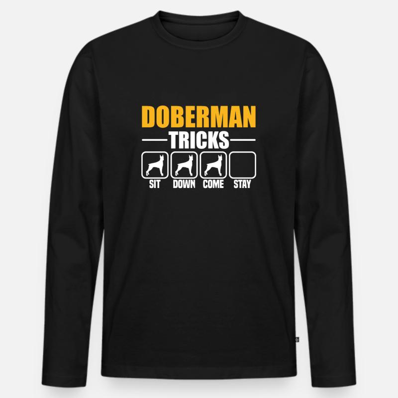 Doberman Tricks - Männer Premium Bio Langarmshirt - Schwarz