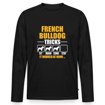 Astuces de bouledogue français - T-shirt manches longues Premium bio Homme - noir - Devant - Nico (187cm)
