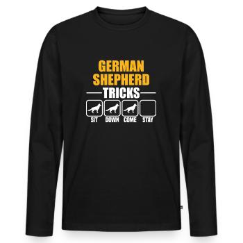 German Shepherd Tricks - Men's Premium Organic Long Sleeve Shirt - black - Front - Nico (187cm)