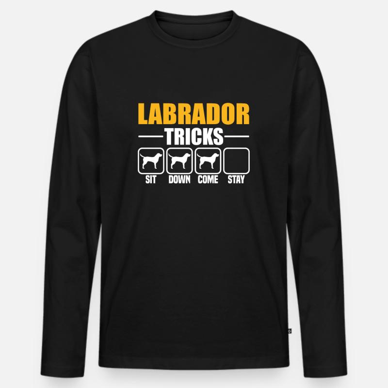 Labrador Tricks - Männer Premium Bio Langarmshirt - Schwarz
