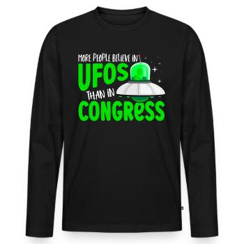 More People Believe In UFOS Than in Congress UFO - Men's Premium Organic Long Sleeve Shirt - black - Front - Nico (187cm)