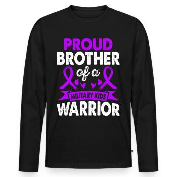 Bruder Des Militärs Kinder Kriegerbewusstsein Lila - Männer Premium Bio Langarmshirt - Schwarz - Vorne - Nico (187cm)