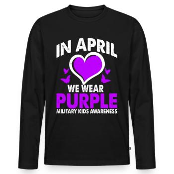 En avril, nous portons du violet - T-shirt manches longues Premium bio Homme - noir - Devant - Nico (187cm)