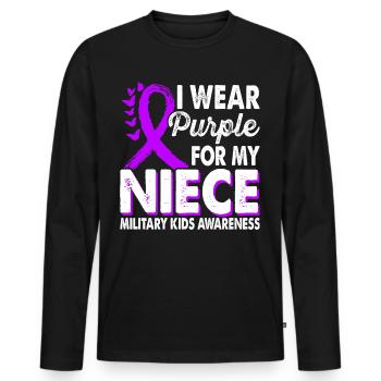 Portez du violet pour les nièces Enfants militaires - T-shirt manches longues Premium bio Homme - noir - Devant - Nico (187cm)