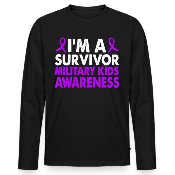 Survivor Military Kids Awareness Month Lila Band - Männer Premium Bio Langarmshirt - Schwarz - Vorne - Nico (187cm)