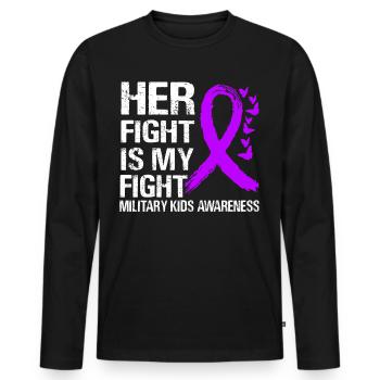 Ihr Kampf gegen Military Kids Awareness - Männer Premium Bio Langarmshirt - Schwarz - Vorne - Nico (187cm)