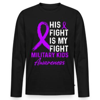Sein Kampf gegen Kampf Military Kids Awareness - Männer Premium Bio Langarmshirt - Schwarz - Vorne - Nico (187cm)