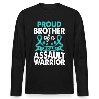 Frère de Sexual Assault Warrior Awareness - T-shirt manches longues Premium bio Homme - noir - Devant - Nico (187cm)