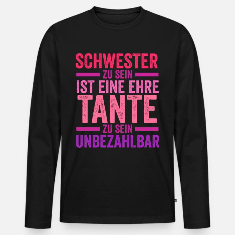 Schwester und Tante - Männer Premium Bio Langarmshirt - Schwarz