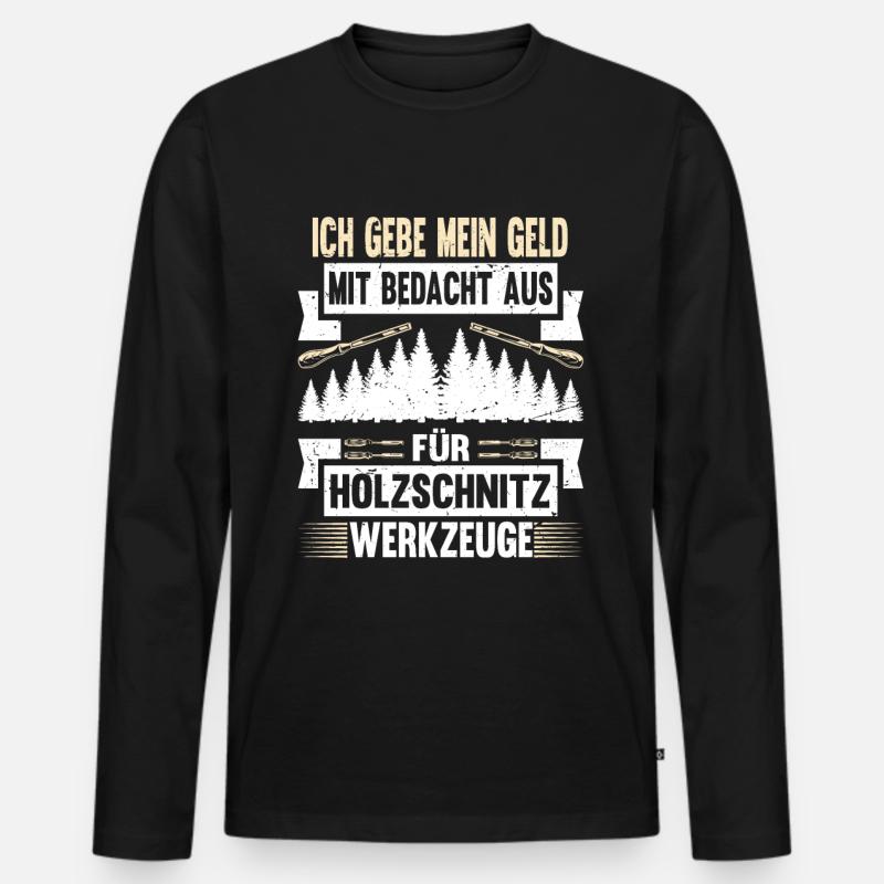 Holzschnitzer Holzschnitzerei - Männer Premium Bio Langarmshirt - Schwarz