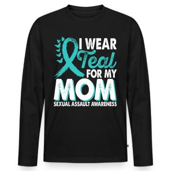 Wear teal for Month of Consciousness - Men's Premium Organic Long Sleeve Shirt - black - Front - Nico (187cm)