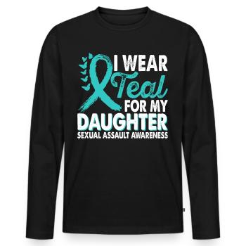 Wear teal for Month of Consciousness - Men's Premium Organic Long Sleeve Shirt - black - Front - Nico (187cm)