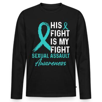 His fight against sexual assault - Men's Premium Organic Long Sleeve Shirt - black - Front - Nico (187cm)