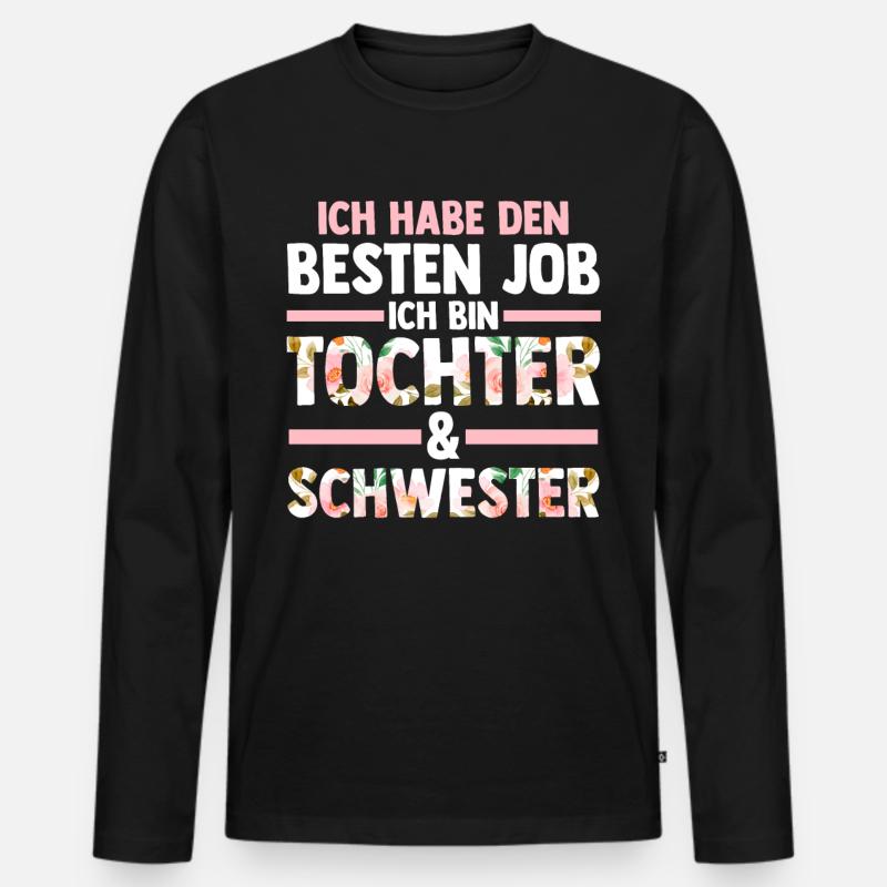 Tochter Schwester - Männer Premium Bio Langarmshirt - Schwarz