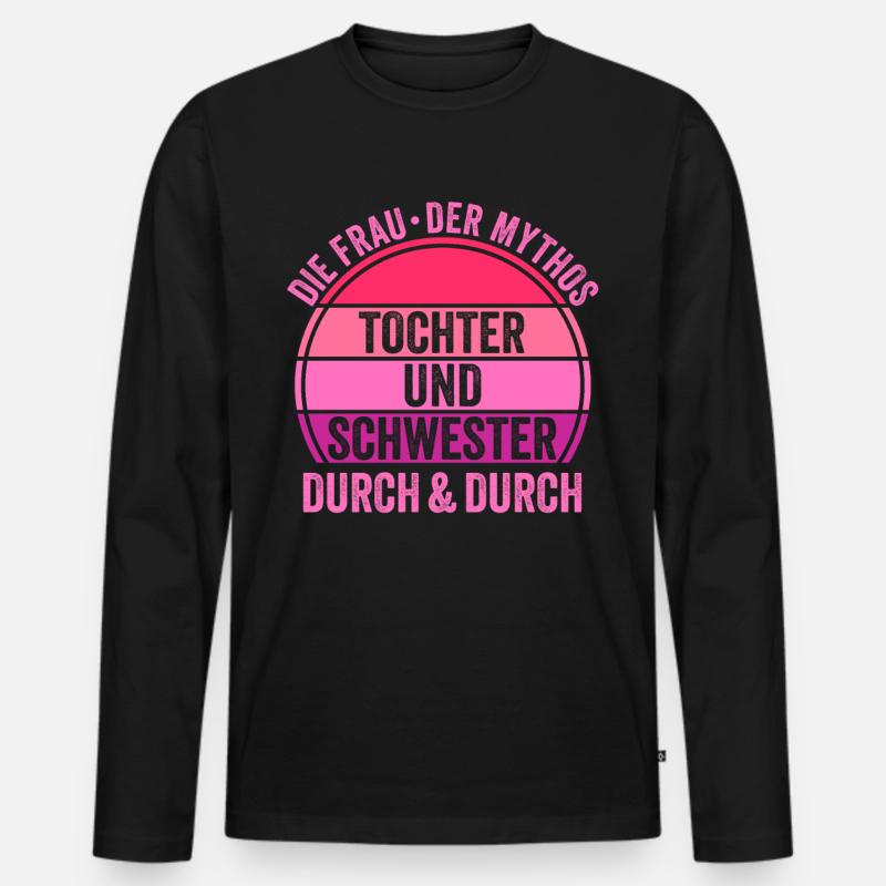 Tochter Schwester - Männer Premium Bio Langarmshirt - Schwarz