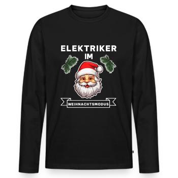 Lustiger Elektriker Weihnachten Beruf Spruch - Männer Premium Bio Langarmshirt - Schwarz - Vorne - Nico (187cm)