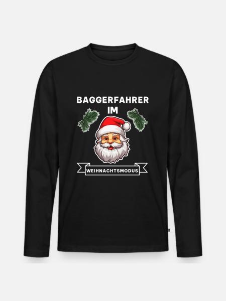 Lustiger Baggerfahrer Weihnachten Spruch - Männer Premium Bio Langarmshirt - Schwarz