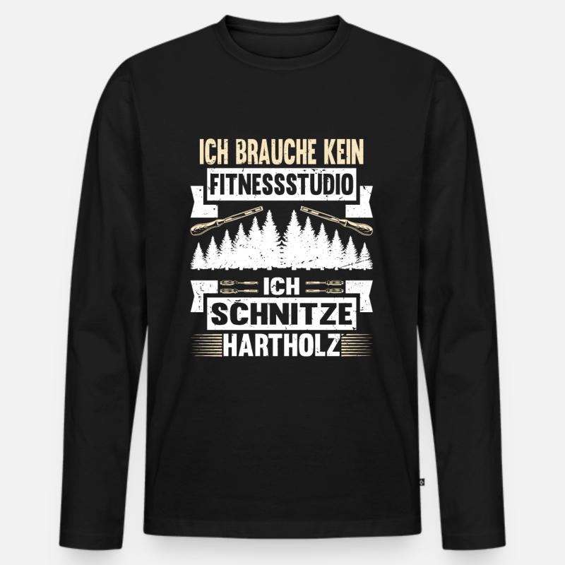 Holzschnitzer Holzschnitzerei - Männer Premium Bio Langarmshirt - Schwarz