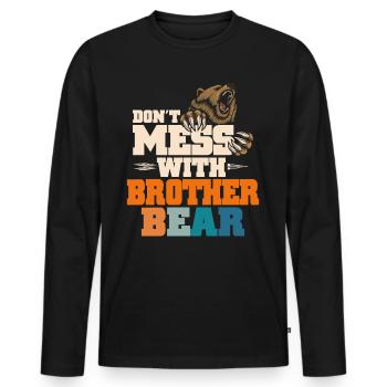 Ne plaisante pas avec frère ours - T-shirt manches longues Premium bio Homme - noir - Devant - Nico (187cm)
