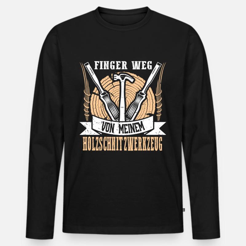 Holzschnitzer Holzschnitzerei - Männer Premium Bio Langarmshirt - Schwarz