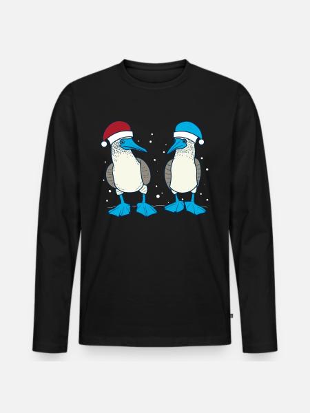 Blue-footed booby Christmas - Men's Premium Organic Long Sleeve Shirt - black