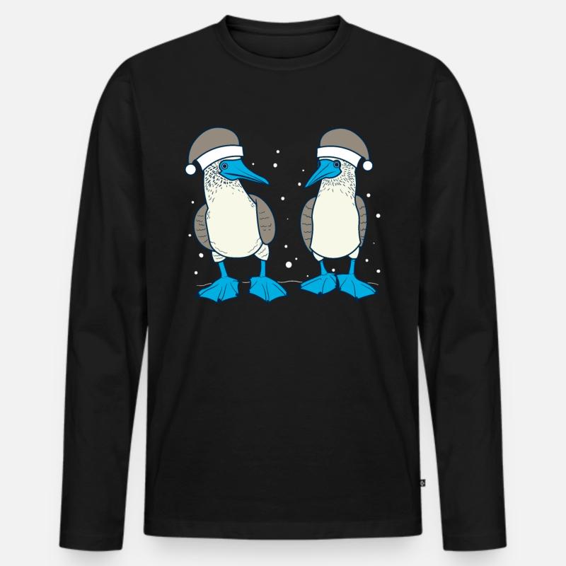 Blaufusstölpel Weihnachten - Männer Premium Bio Langarmshirt - Schwarz