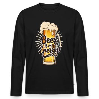 La bière est mon Energy Beer Drinker Beer Lovers - T-shirt manches longues Premium bio Homme - noir - Devant - Nico (187cm)