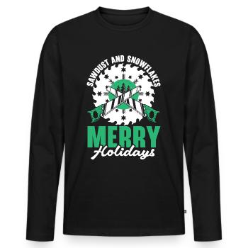 No tooth decay under the mistletoe Dental W - Men's Premium Organic Long Sleeve Shirt - black - Front - Nico (187cm)