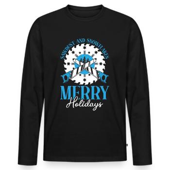 No tooth decay under the mistletoe Dental W - Men's Premium Organic Long Sleeve Shirt - black - Front - Nico (187cm)