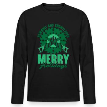No tooth decay under the mistletoe Dental W - Men's Premium Organic Long Sleeve Shirt - black - Front - Nico (187cm)