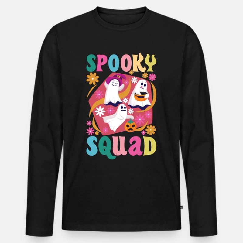 Spooky Squad - Männer Premium Bio Langarmshirt - Schwarz