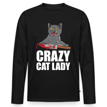 Crazy Cat Lady - Men's Premium Organic Long Sleeve Shirt - black - Front - Nico (187cm)