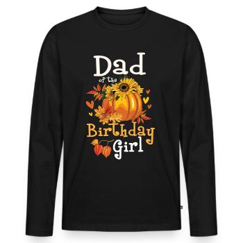 Papa de la fille d’anniversaire - T-shirt manches longues Premium bio Homme - noir - Devant - Nico (187cm)