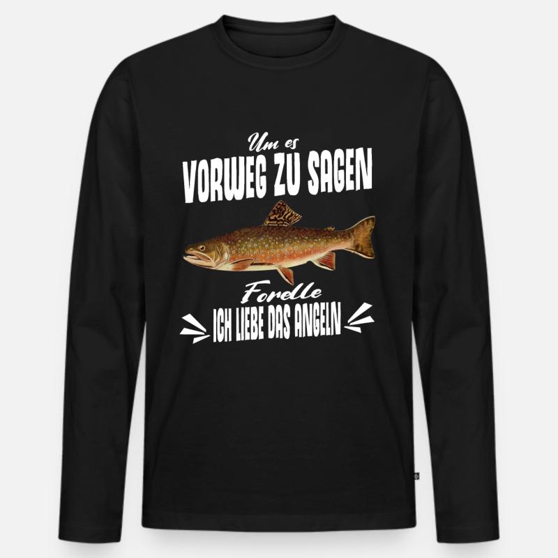 Forellen Angeln - Männer Premium Bio Langarmshirt - Schwarz