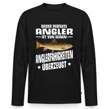 Forellen Angeln - Männer Premium Bio Langarmshirt - Schwarz - Vorne - Nico (187cm)